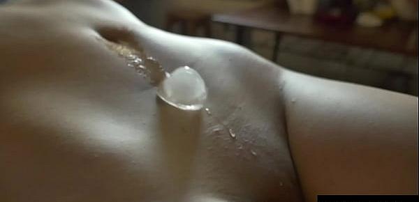  Stunning blonde drenched in sweat as she masturbates to an orgasm